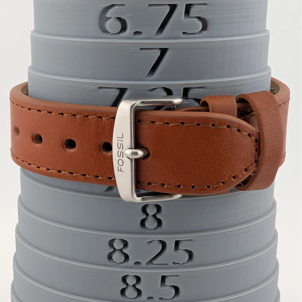 Fossil JR-8185 Y2K Flip Dial Unisex Cuff Watch Tan Leather Retro Futuristic 30mm